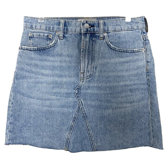 Everlane Denim Reconstructed Deconstructed Skirt Size 28 Raw Hem - Picture 4 of 12